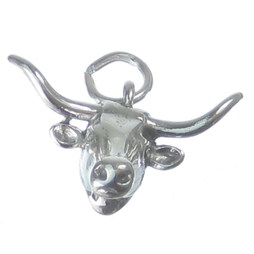 Longhorn Head sterling silver charm .925 x 1 Long Horn Heads charms