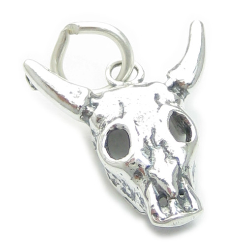 Cow Skull sterling silver charm .925 x 1 Cows Skulls charms