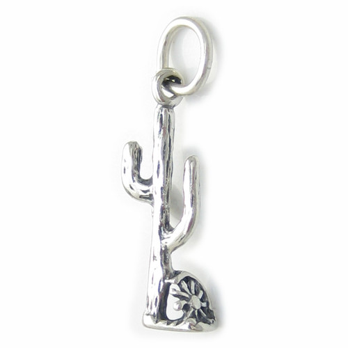 Cactus sterling silver charm .925 x 1 Cacti Desert Plants charms