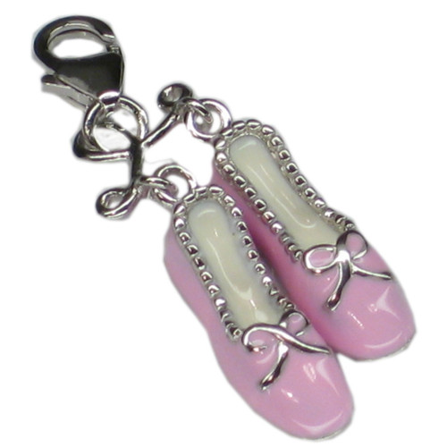 Pink shoes sterling silver enamel charm with clip link .925 x 1 THG80058