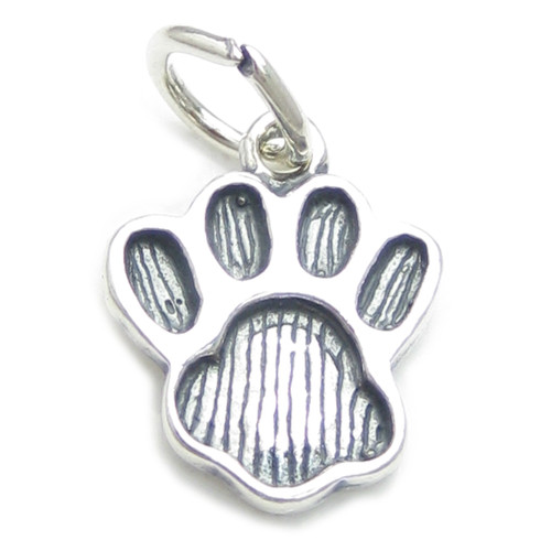 Paw print sterling silver charm .925 x 1 Cats Dogs Paws Prints charms