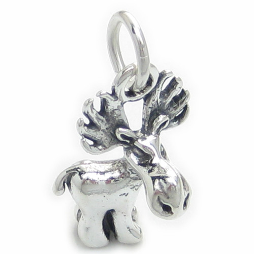 Moose sterling silver charm .925 x 1 Mooses Animal charms
