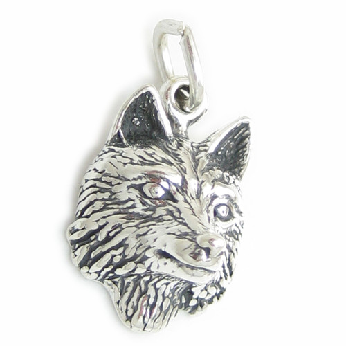 Wolf Face sterling silver charm .925 x 1 Wolves Wolfs Head charms
