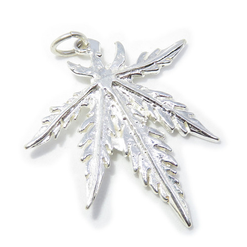 Cannabis leaf sterling silver charm pendant .925 Drugs pendants