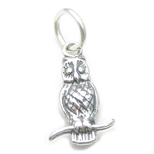Owl Bird sterling silver charm .925 x 1 Owls Birds charms B