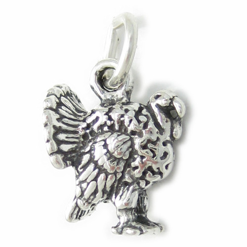 Turkey sterling silver charm .925 x 1 Christmas Thanks Giving Turkeys