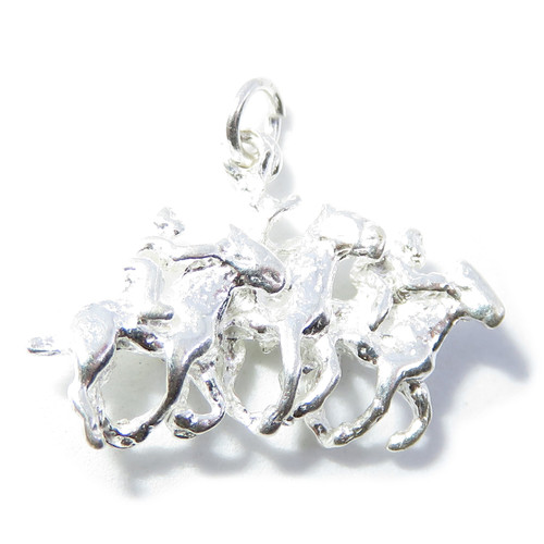 Horse Race sterling silver charm .925 x 1 Jockeys on Horses charms