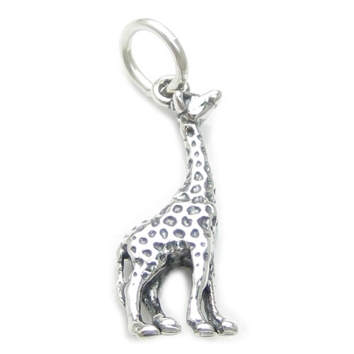 Giraffe sterling silver charm .925 x1 Giraffes Giraf Jiraf Girraff charms