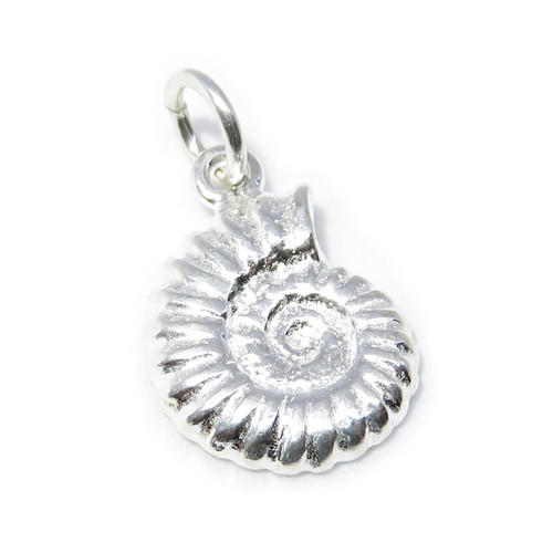Ammonite 2D sterling silver charm .925 x 1 Ammonites Fossils charms