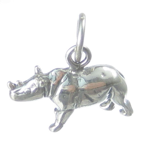 Black Rhinoceros sterling silver charm .925 x 1 Rhino Rhinos charms