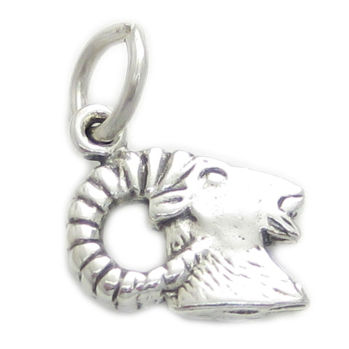 Rams Head sterling silver charm .925 x 1 Goat Ram Heads charms