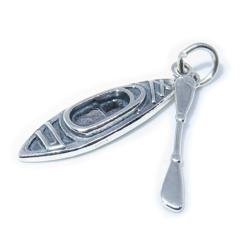 Kayak & Paddle sterling silver charm .925 Kayaking & Kayaks charms