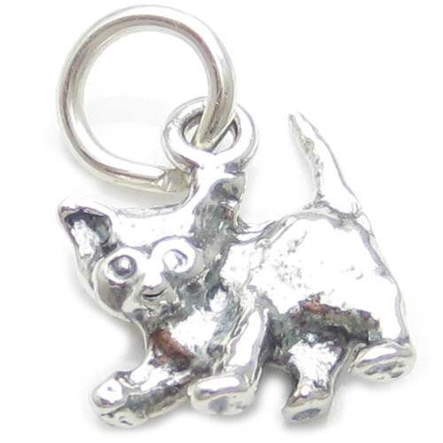 Kitten Cat sterling silver charm .925 x 1 Playful Cats kittens charms