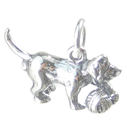 Cat playing with a ball of wool sterling silver charm .925 Cats Yarn