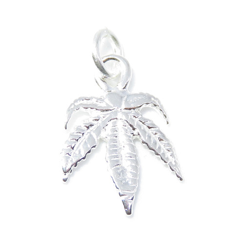 Cannabis Leaf SMALL sterling silver charm .925 x 1 Drugs Leaves charms