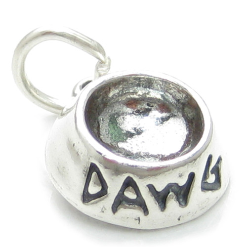 Dawg dish sterling silver charm .925 x 1 Dog dishes bowl bowls charms