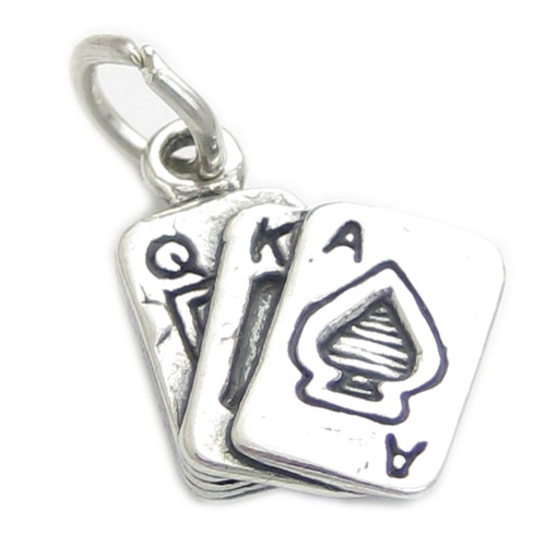 Playing Cards sterling silver charm .925 x1 Poker Whist Bridge Card Games