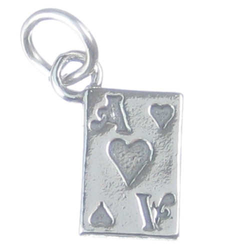 Ace of Hearts sterling silver charm .925 Aces Heart Love Cards charms