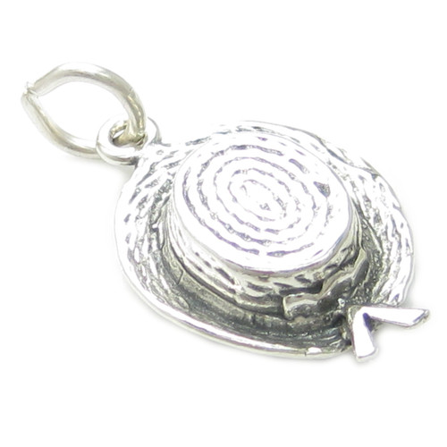 Straw hat boater sterling silver charm .925 Hats Boaters charms