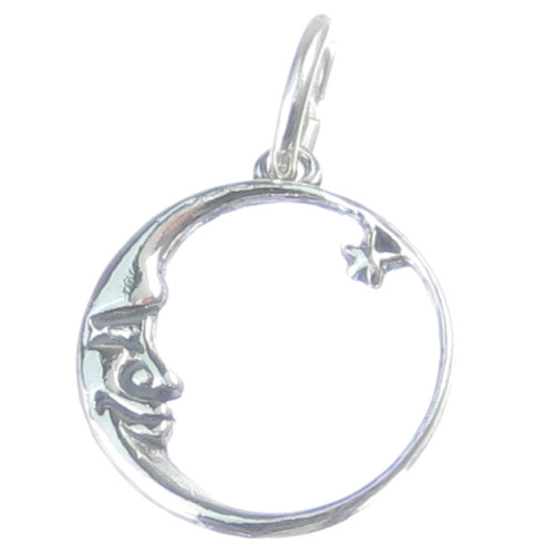 Moon and Star sterling silver charm .925 x 1 Moons Stars Celestial charms
