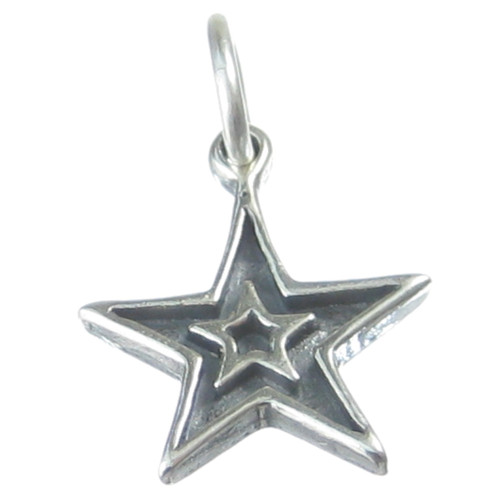 Double star sterling silver charm .925 x 1 Stars charms