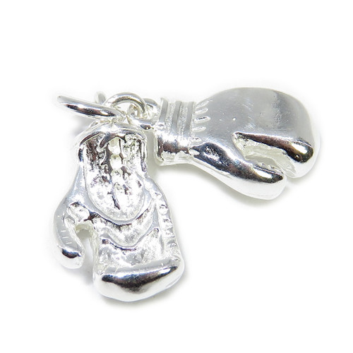 Pair of Boxing Gloves sterling silver charm pendant .925 x 1 Boxers