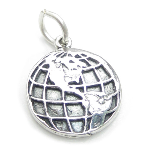 Earth sterling silver charm .925 x 1 World Planets charms