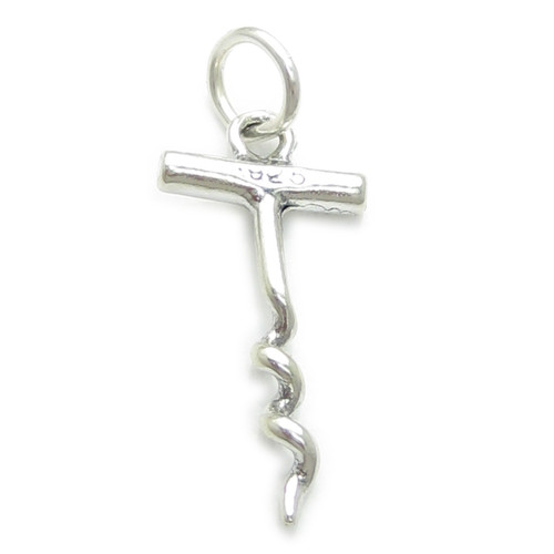 Corkscrew sterling silver charm .925 Corking Cork Screw Wine charms