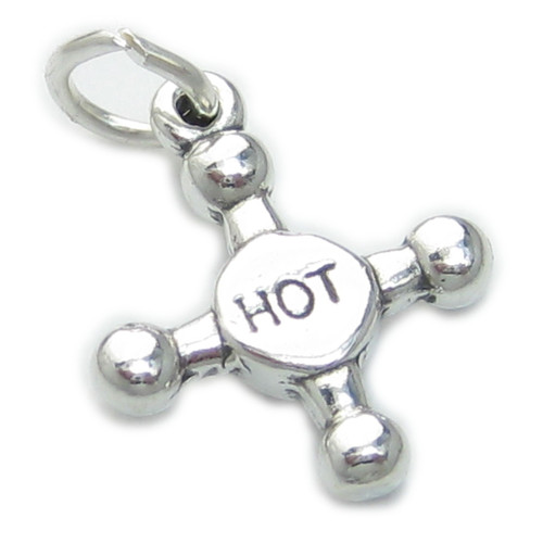 Cold Hot Tap sterling silver charm .925 x 1 spigot or faucet taps charms