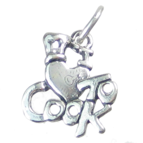 I Love to Cook sterling silver charm .925 x 1 Chef Baker Cooks charms