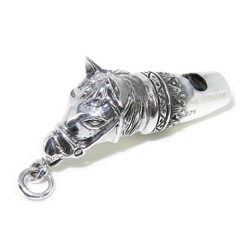 Horse whistle sterling silver pendant - fob .925 x 1 Horses Whistles