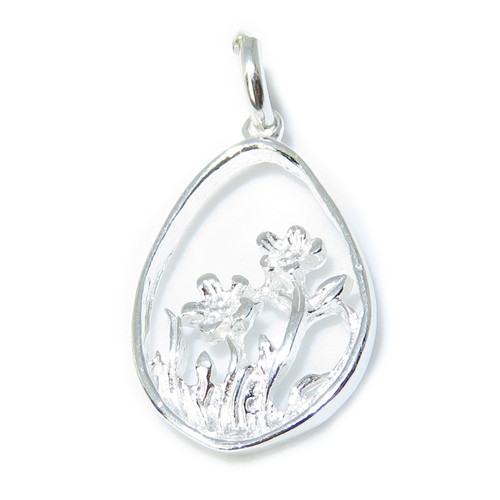 Flowers sterling silver charm .925 x 1 Pretty Flower charms