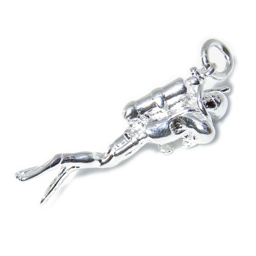 Scuba Diver sterling silver charm .925 x 1 Diving Divers charms A1