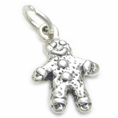 Gingerbread Man sterling silver charm .925 x 1 Ginger Bread men charms A