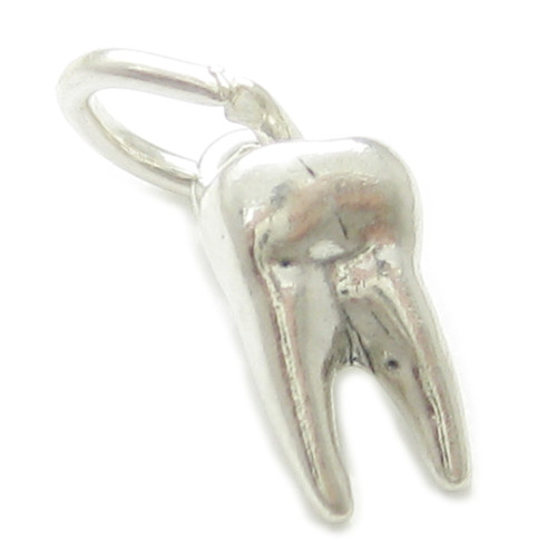 Tooth small sterling silver charm .925 x 1 Teeth Fairy Dentist charms