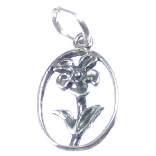 Flower sterling silver charm .925 x 1 Flowers Plants Gardener charms