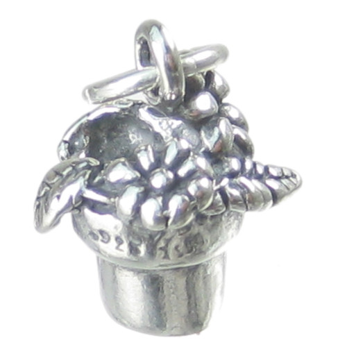 Pot Plant Flower sterling silver charm .925 x 1 Plants Flowers charms