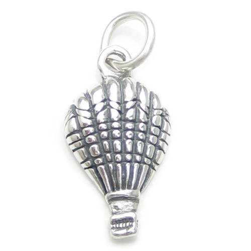 Hot Air Balloon 2D sterling silver charm .925 Ballooning charms