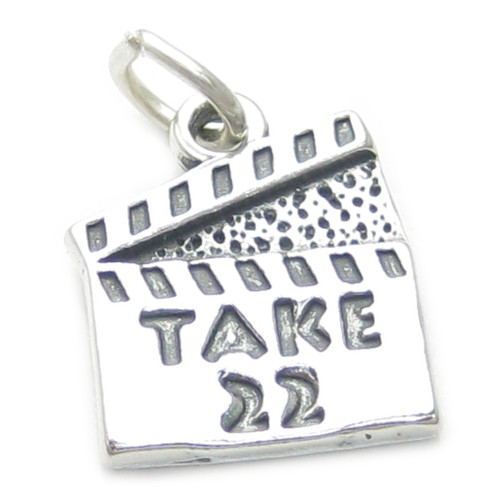 Take 22 Clapperboard sterling silver charm .925 x 1 Movie Film charms