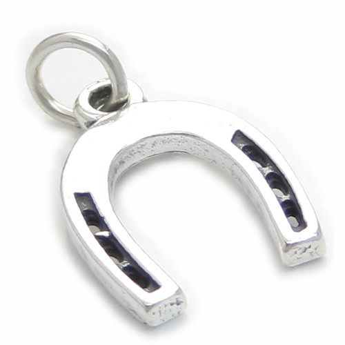 Horseshoe sterling silver charm .925 x 1 Lucky Horse Shoe Horseshoes A1