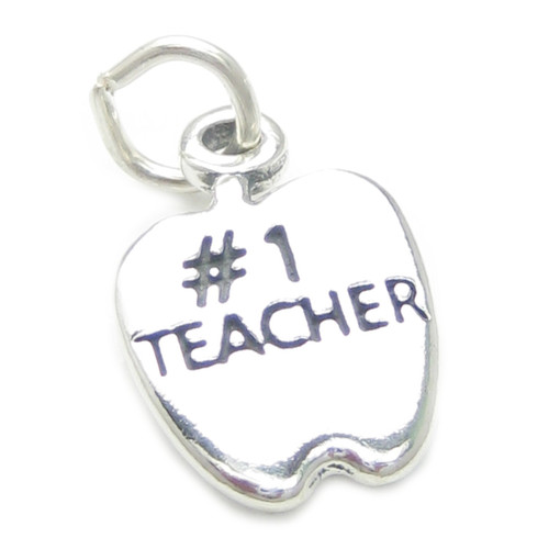 Number 1 Teacher Apple sterling silver charm .925 x 1 Teaching charms