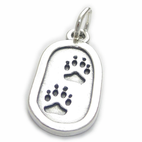 Paw print sterling silver charm .925 x 1 Animal Paws Prints charms