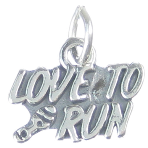 Love to Run sterling silver charm .925 x 1 Running Marathon Runner charms
