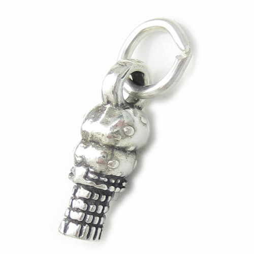 Ice cream cone sterling silver charm .925 x 1 Ices Cones charms A