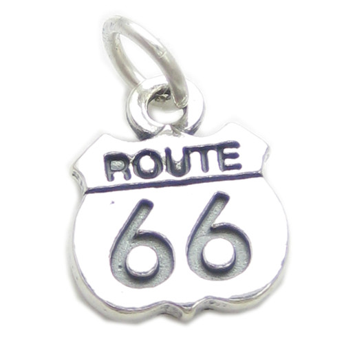 Route 66 road sign sterling silver charm .925 x 1 USA America Road Trips