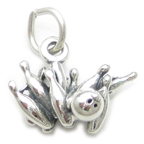 Bowling Strike sterling silver charm .925 x 1 Ten Pin Strikes