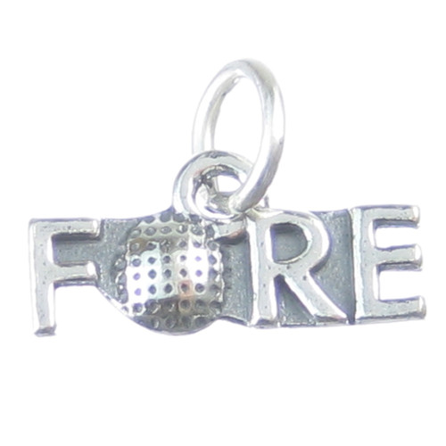 Fore golf sterling silver charm .925 Golfing Golfer charms