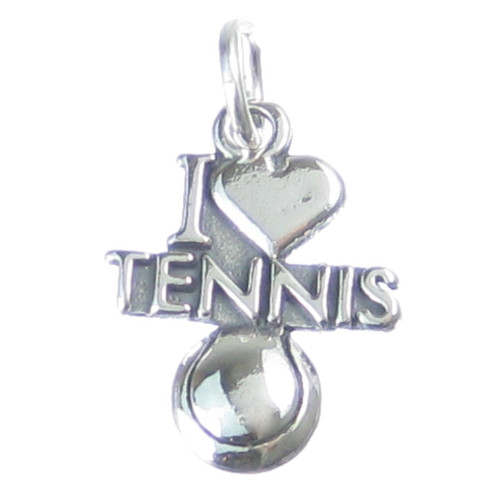 I Love Tennis sterling silver charm .925 x 1 Sports charms