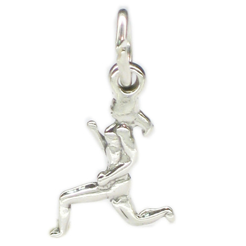 Female runner sterling silver charm SMALL .925 Lady Woman Running