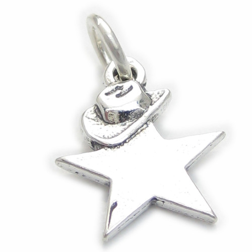 Star with a cowboy hat sterling silver charm .925 x1 Cowgirl stars charms